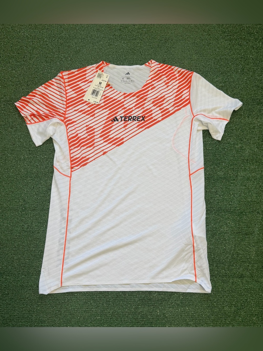 Adidas Terrex Techrock Elite T-Shirt JX2744 NWT White Orange Men's Size M Medium